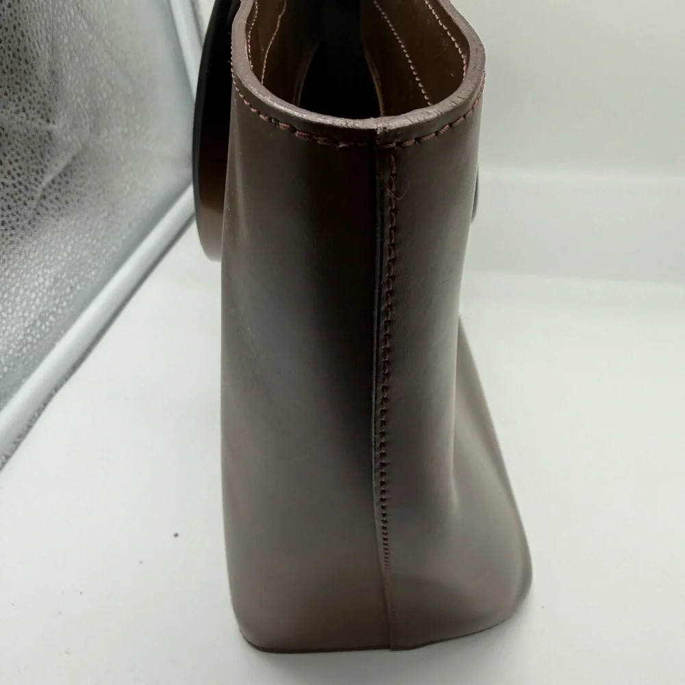 Vintage French Leather Lucite Handle Lamarthe Tote Old Money,